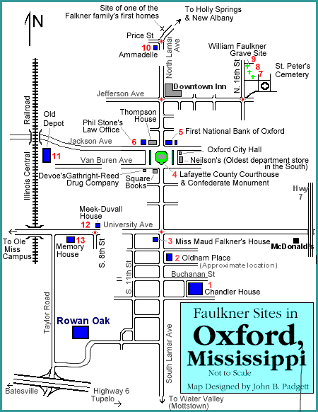 Faulkner Sites in Oxford [Image Map]
